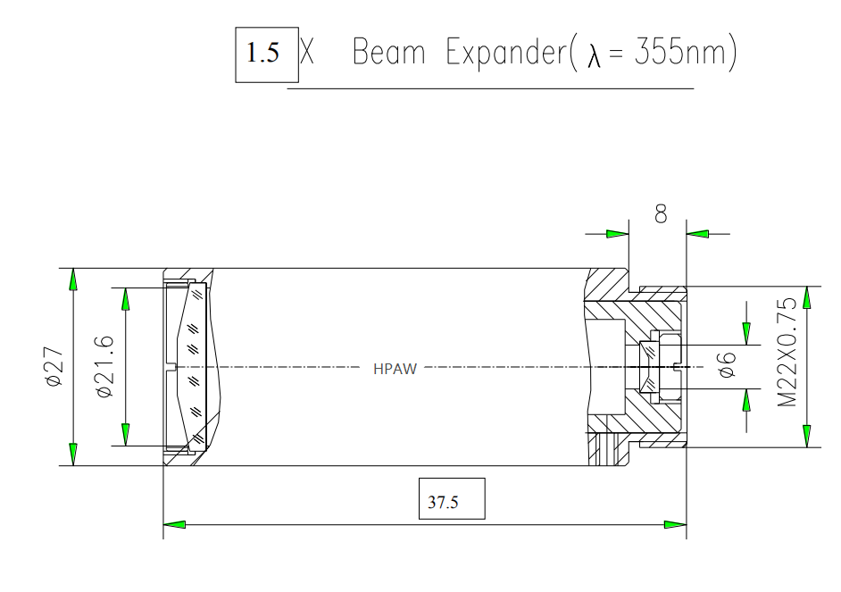 355nm不可調發(fā)散角紫外擴束鏡筒